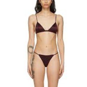 Fleur du Mal Burgundy Silk Triangle Bra Sz M